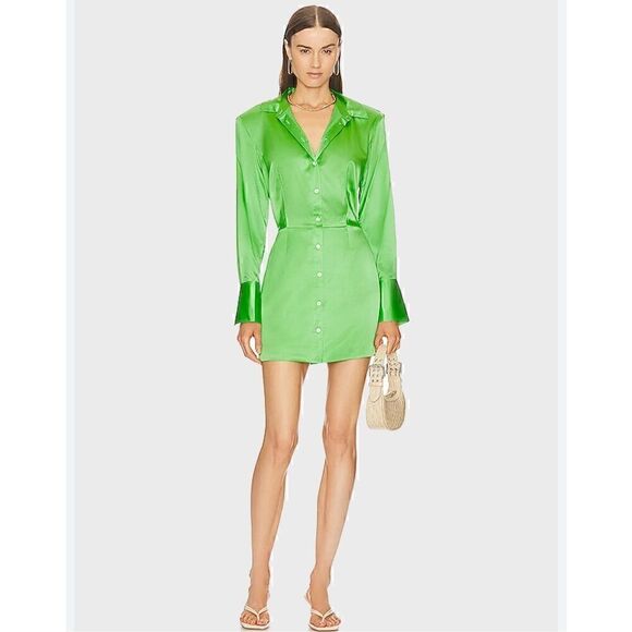 NWT Frame Strong Shoulder Silk Blend Mini Dress - Picture 5 of 10